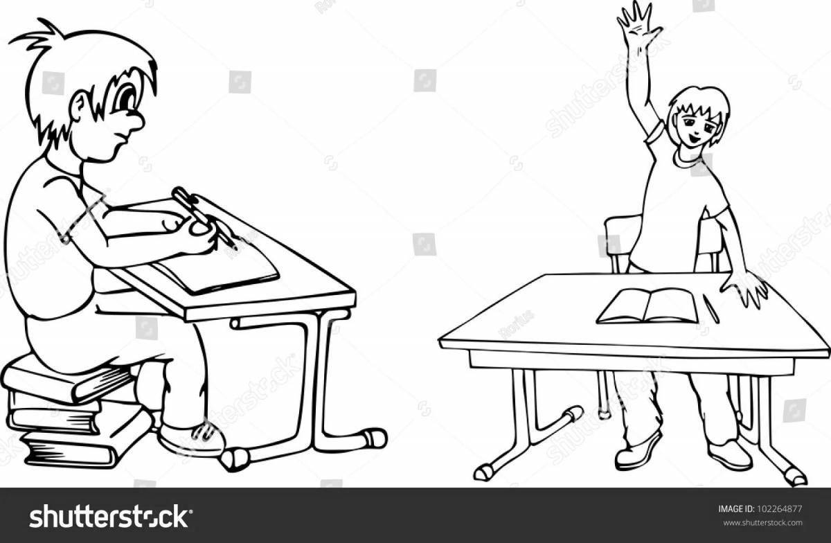 Smart student at the desk