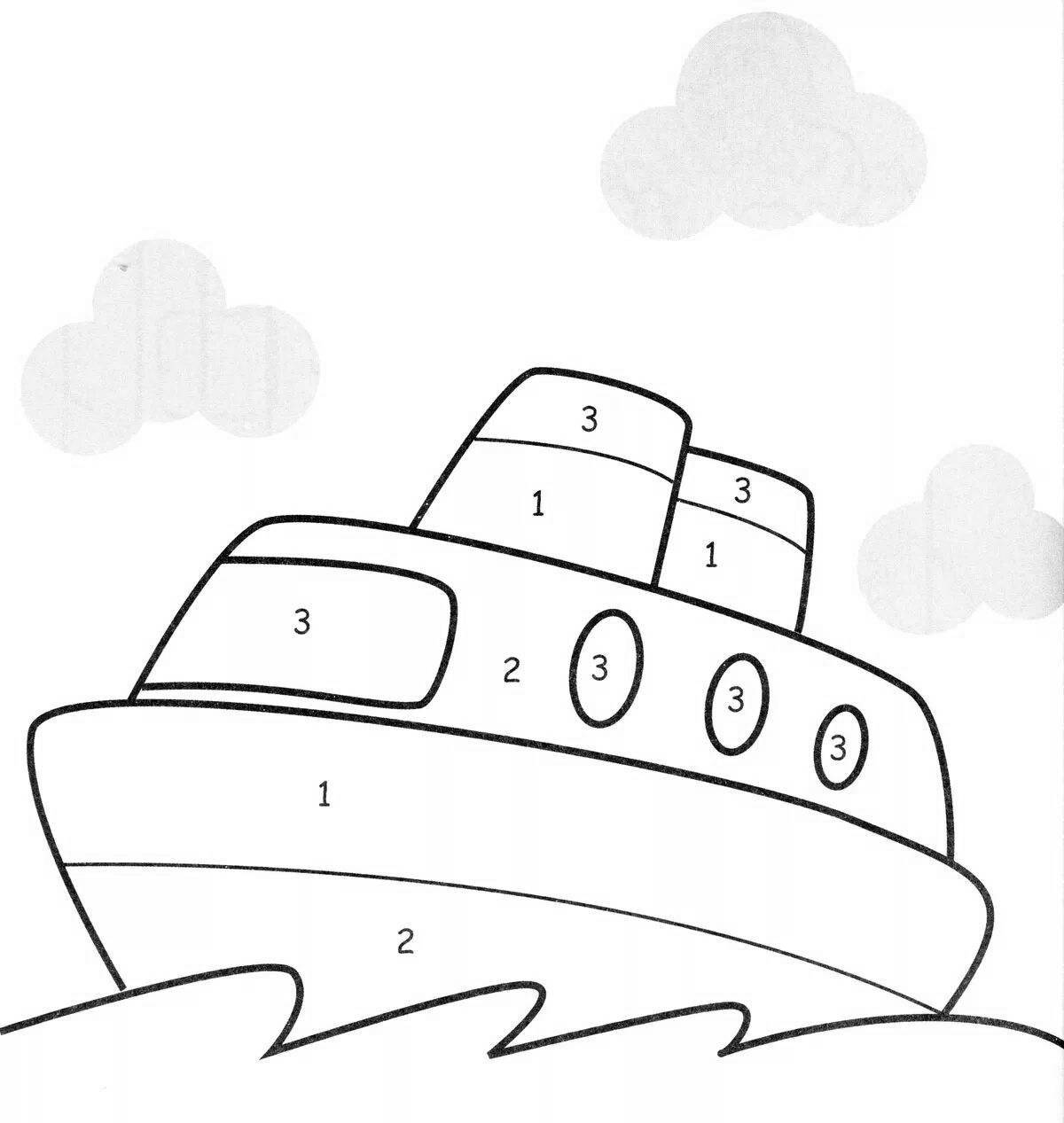 Coloring bright ship by numbers