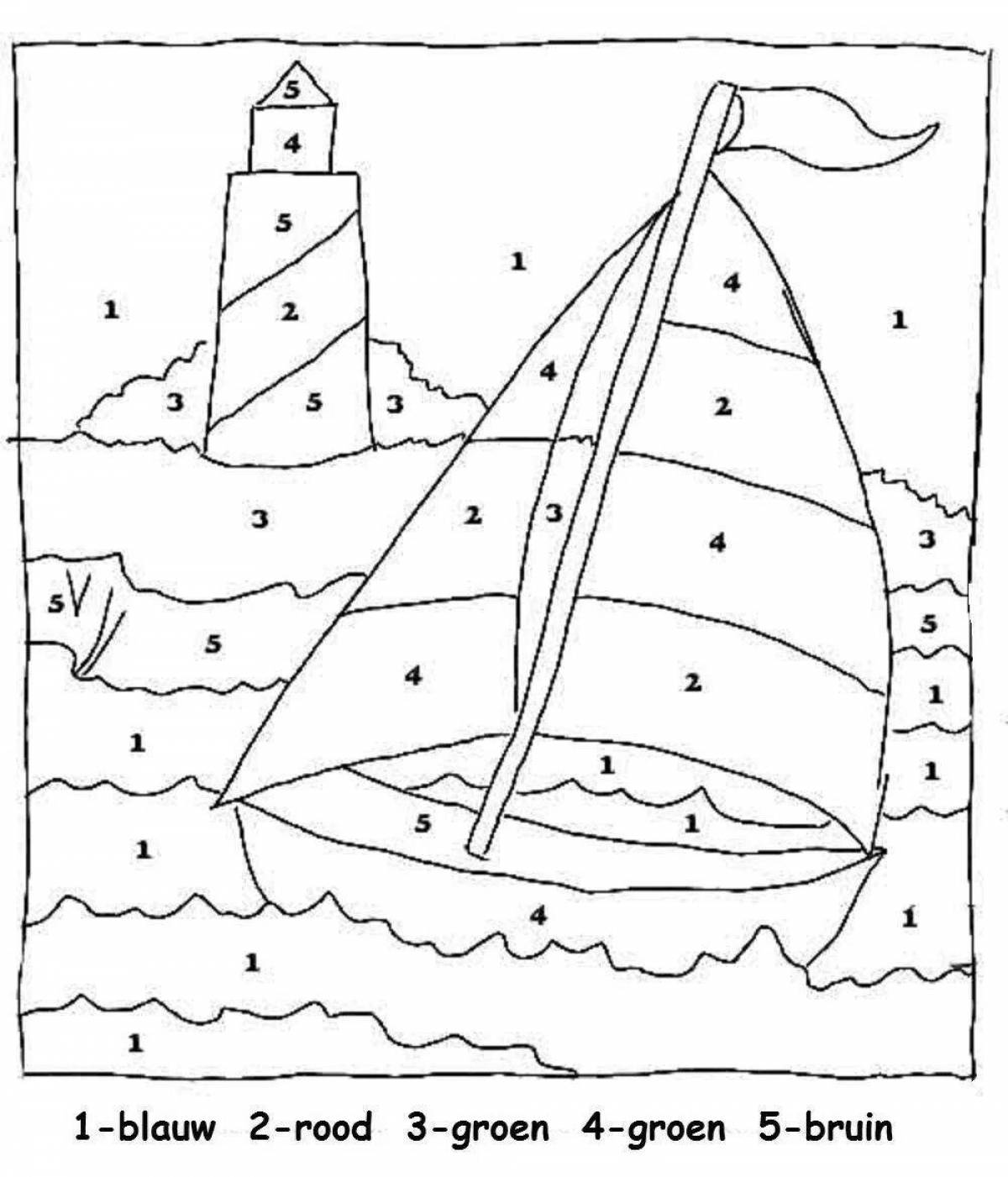 Charming ship by numbers coloring book