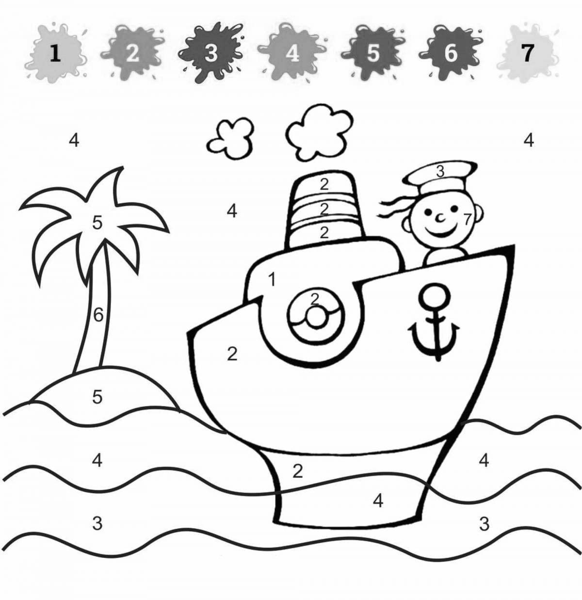 Coloring nice ship by numbers