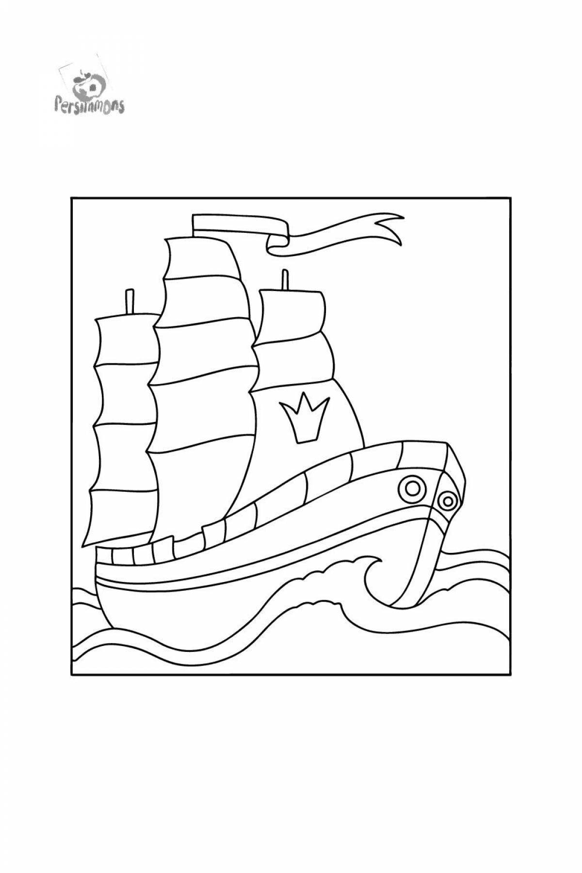 Coloring amazing ship by numbers