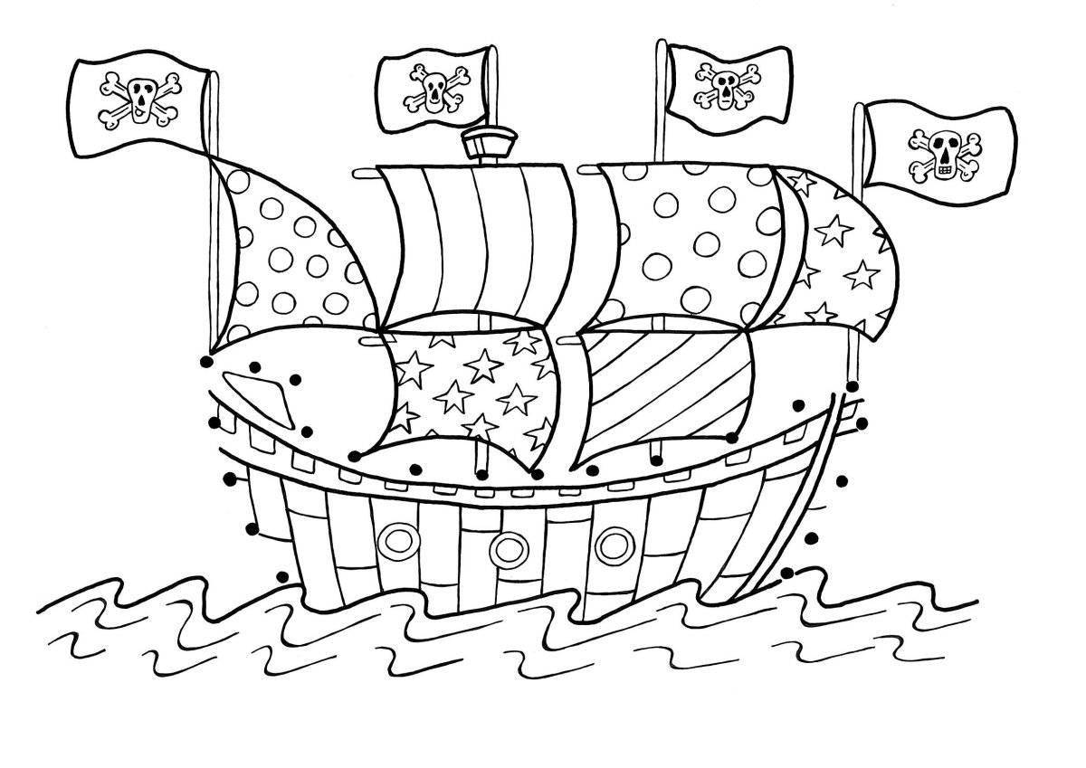 Charming ship coloring by numbers