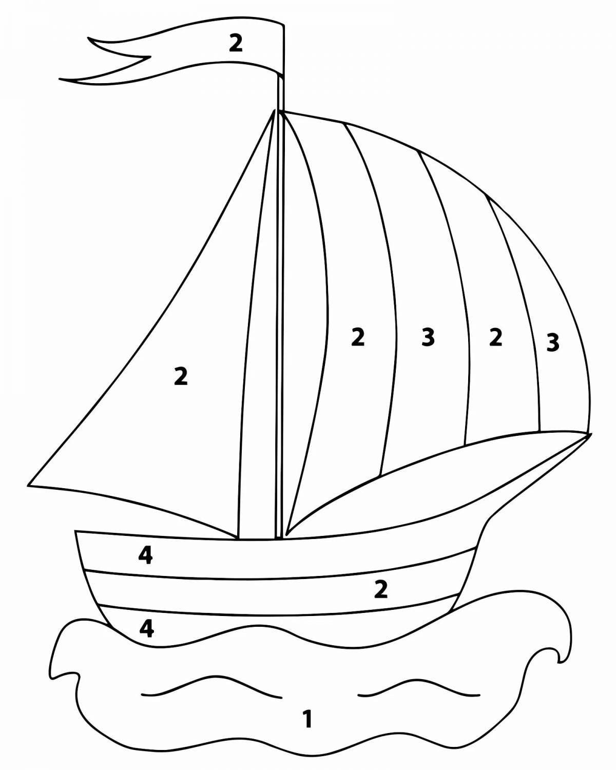 Shining ship coloring by numbers