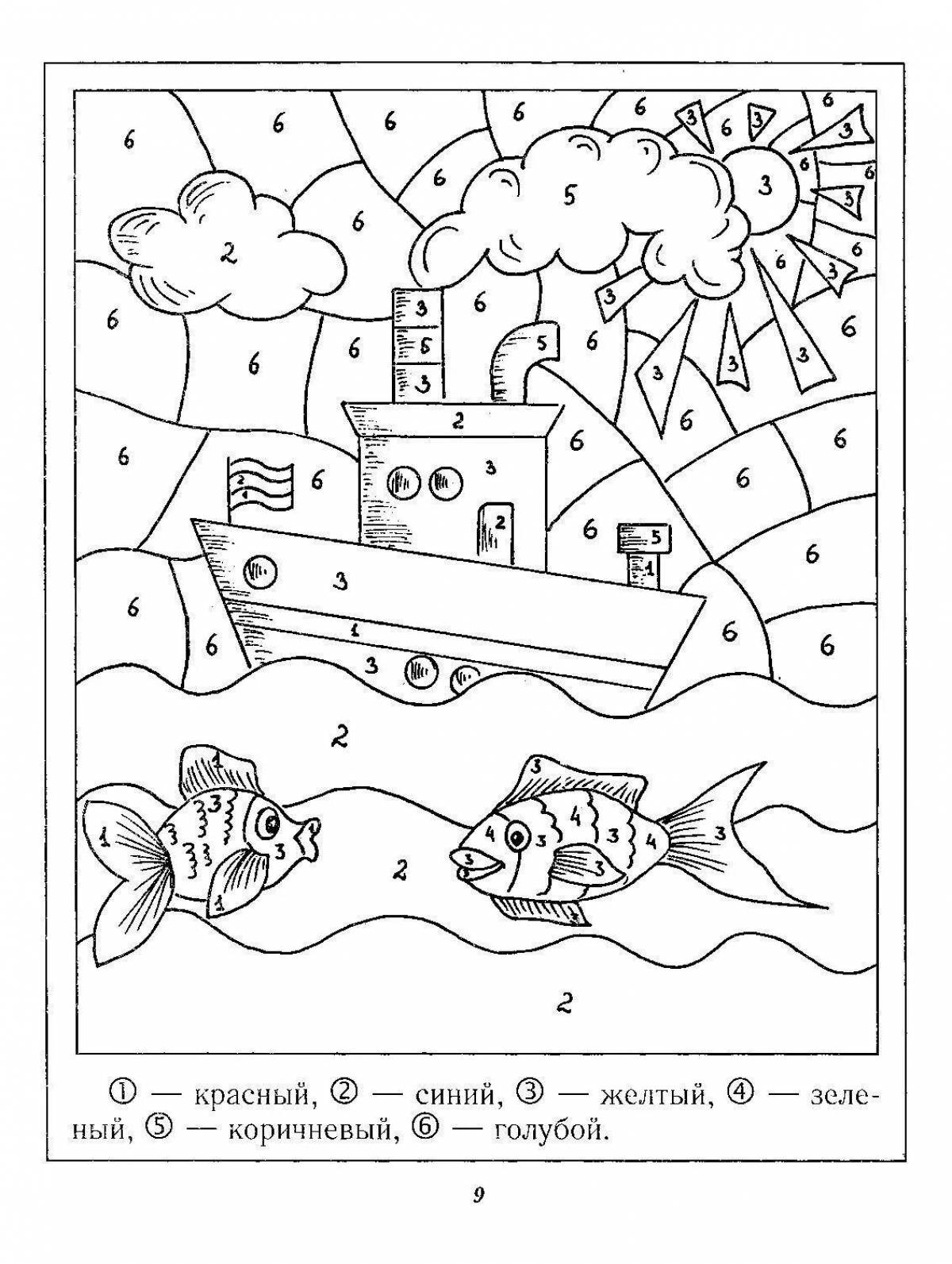 Charming ship by numbers coloring book