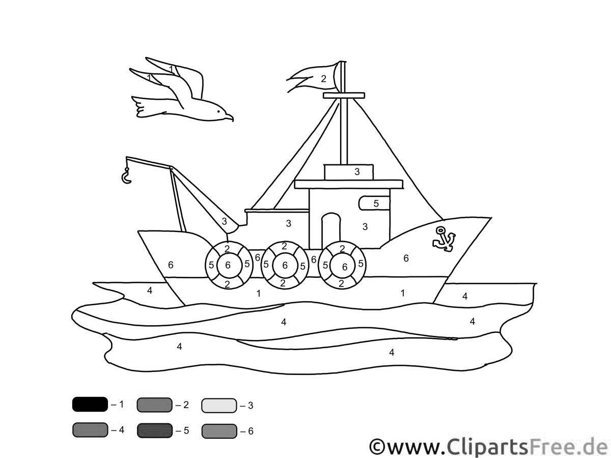 Luminous ship coloring by numbers