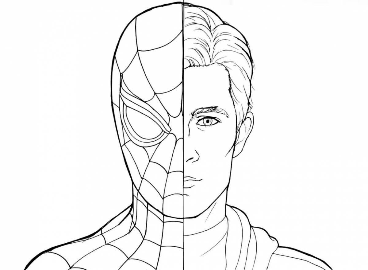 Spiderman glowing face coloring page