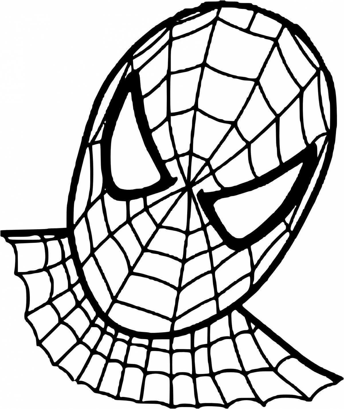 Spiderman's intense face coloring page