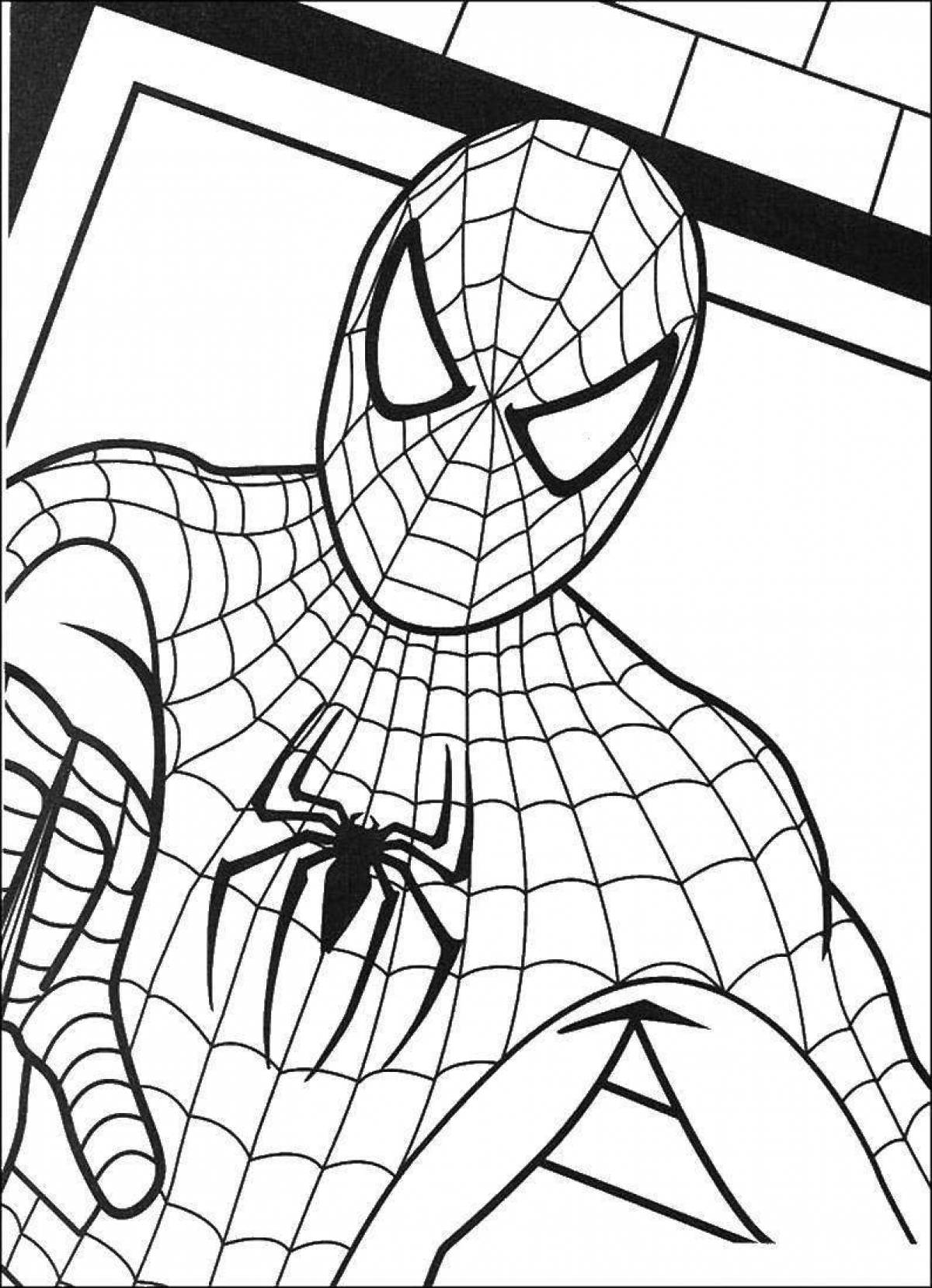 Animated spiderman face coloring page
