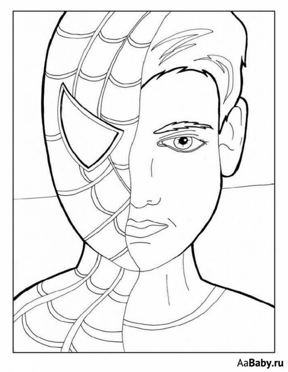 Spiderman's happy face coloring page