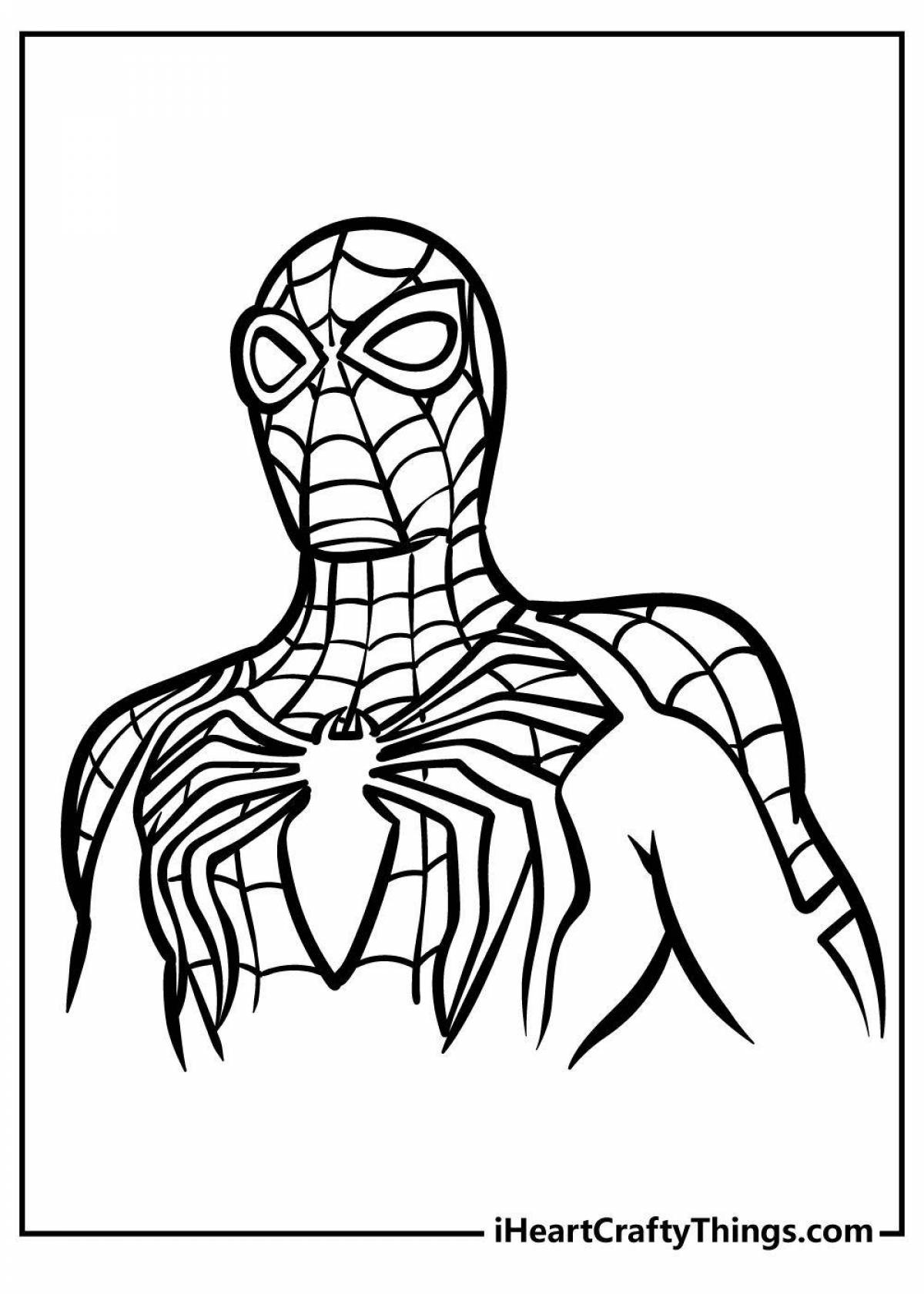 Забавная страница раскраски лица человека-паука
