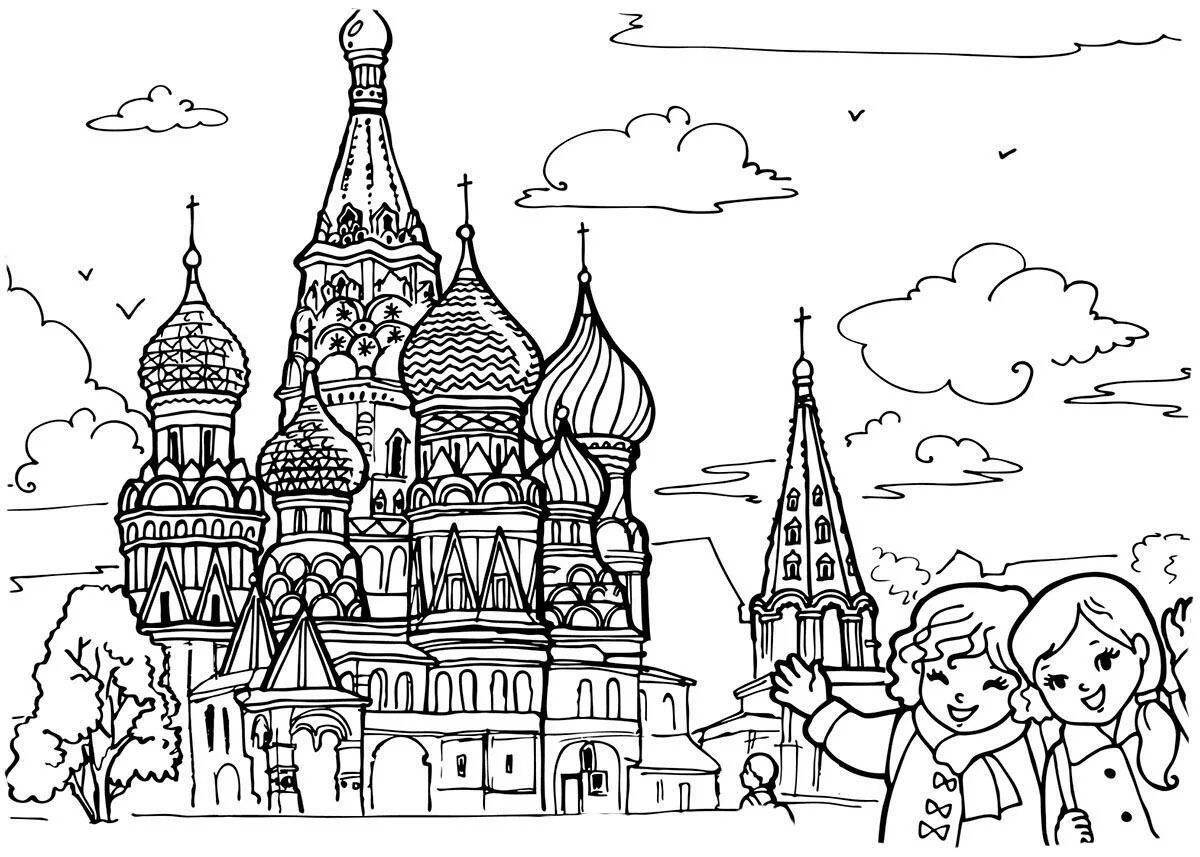 Coloring page red square in moscow