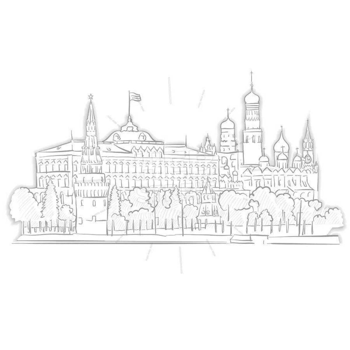 Coloring book grandiose red square in Moscow