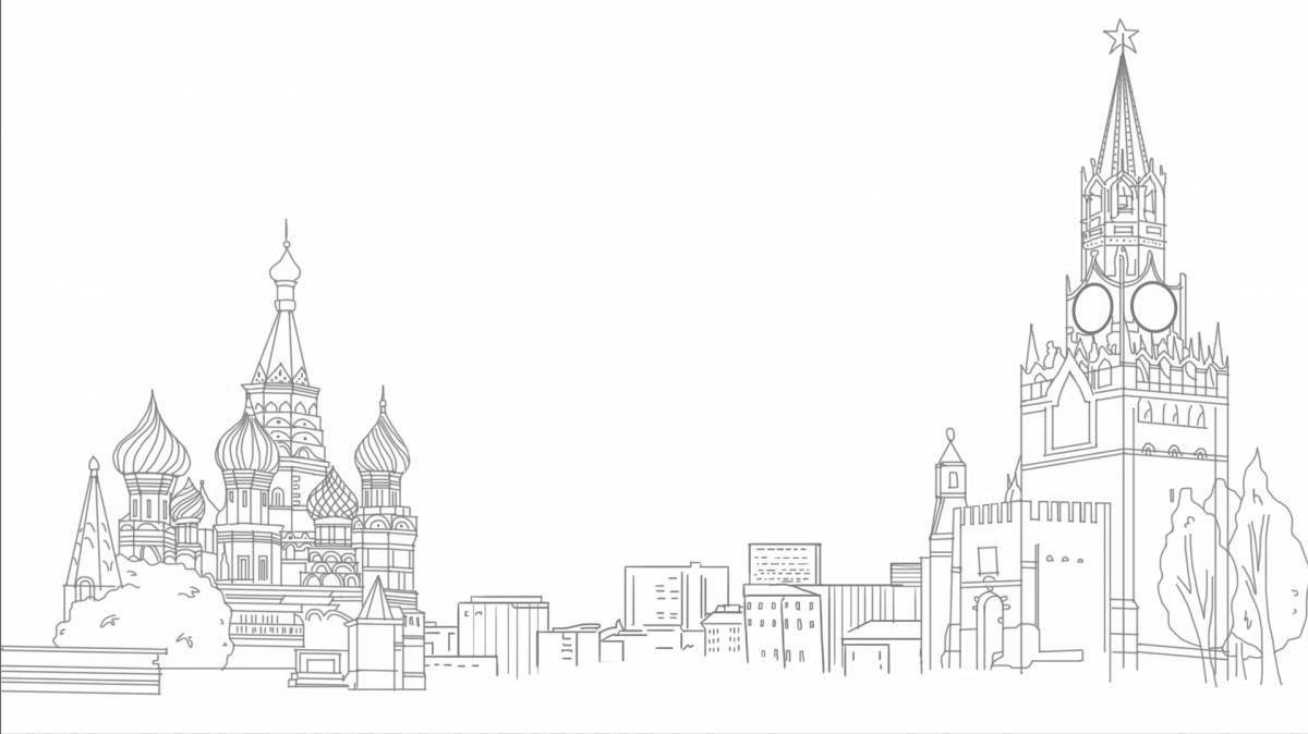 Red Square coloring page in Moscow with rich hues