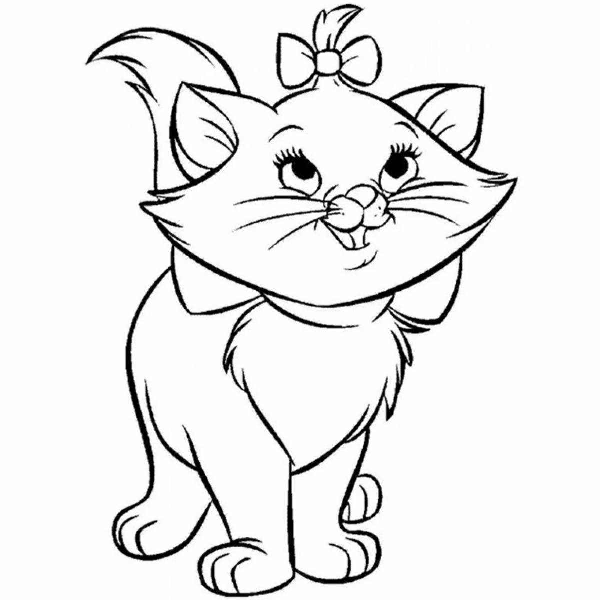 Pretty pussy coloring page for kids