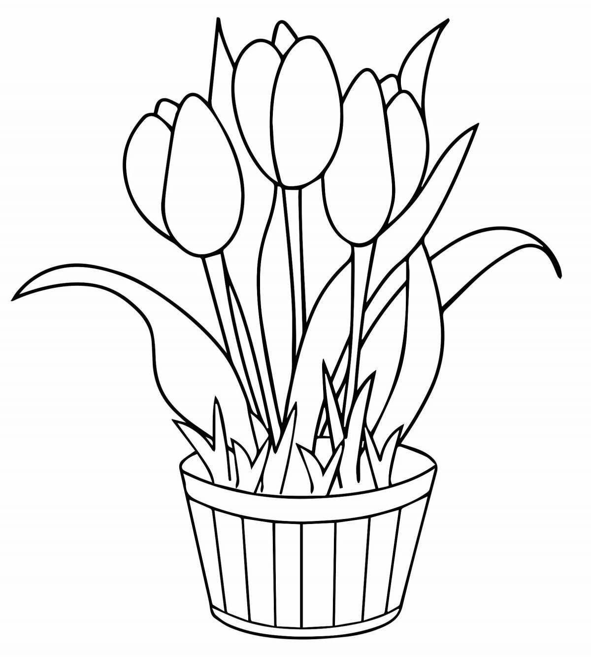 Яркие тюльпаны 8 марта раскраски