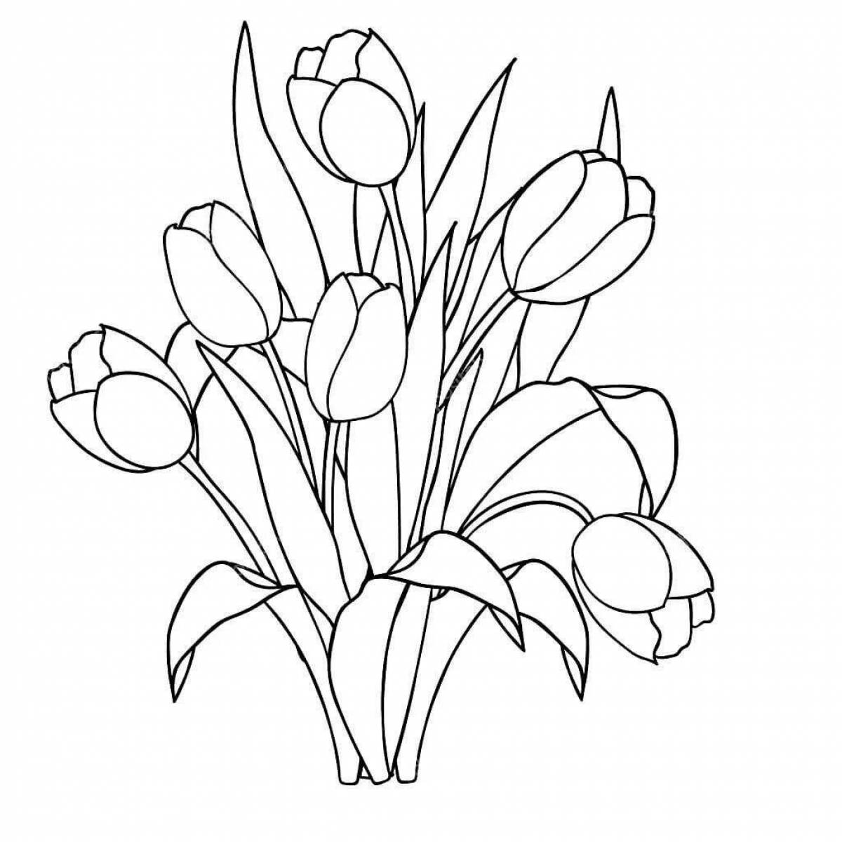 Beautiful tulips March 8 coloring pages