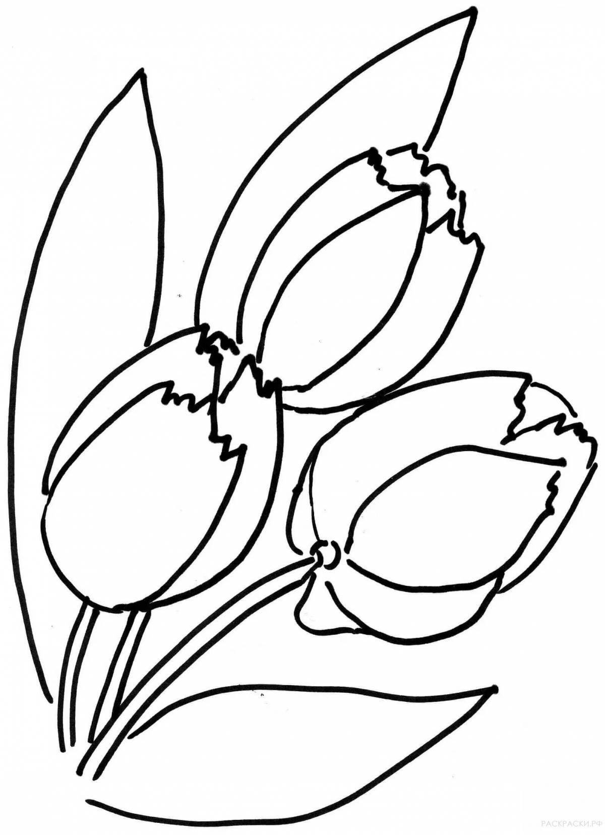 Shiny tulips March 8 coloring pages