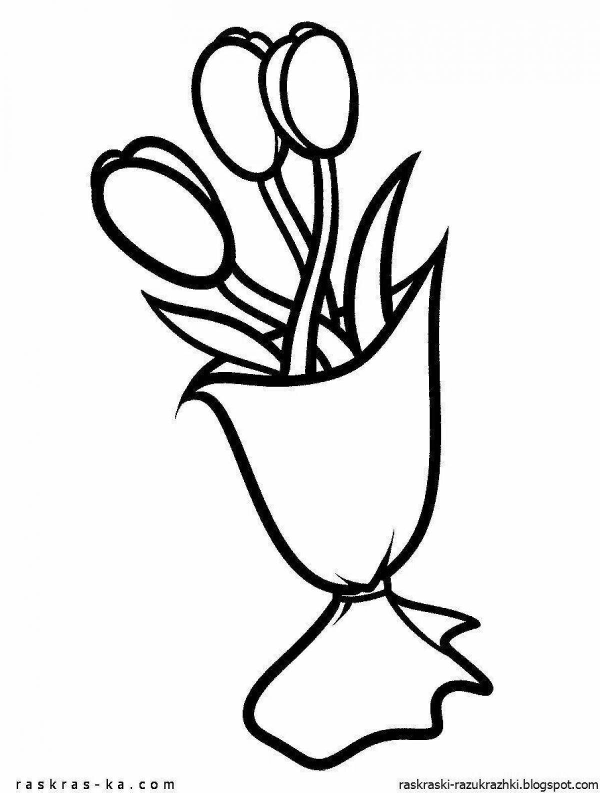 Coloring book tulips for March 8