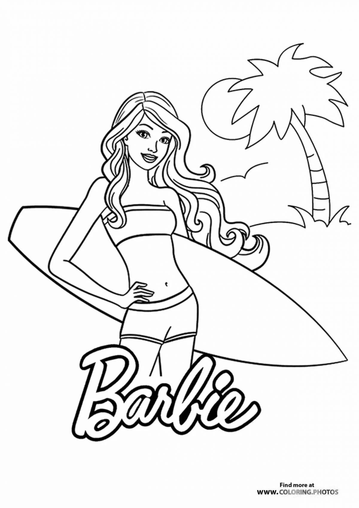 Coloring page wild barbie on the beach
