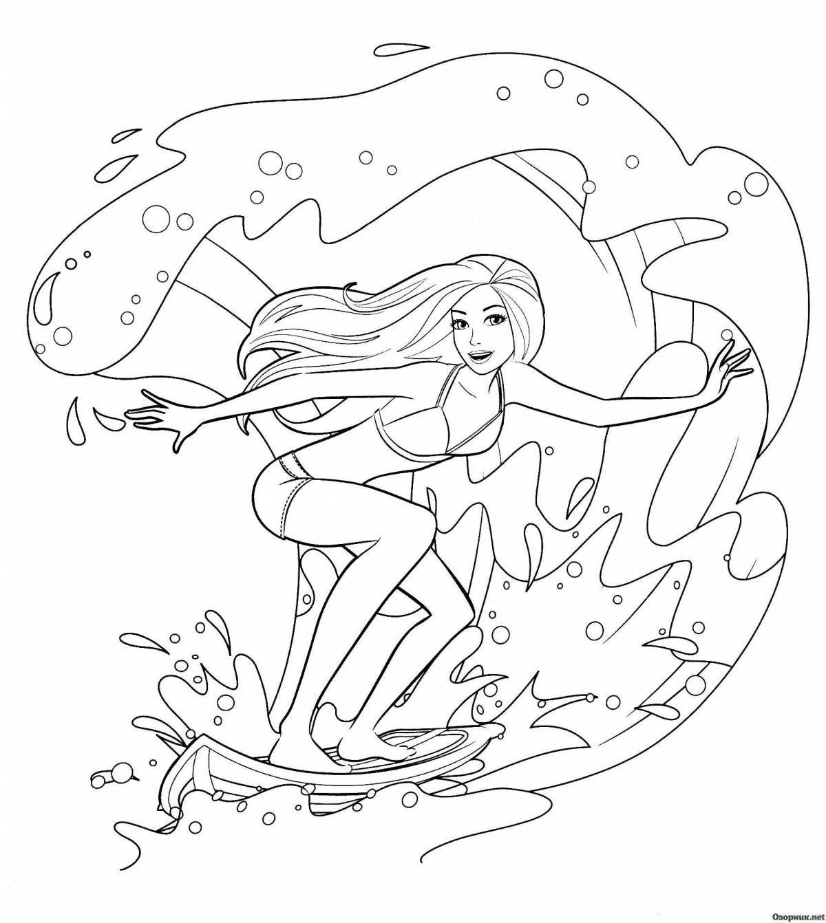 Coloring page freaky barbie on the beach