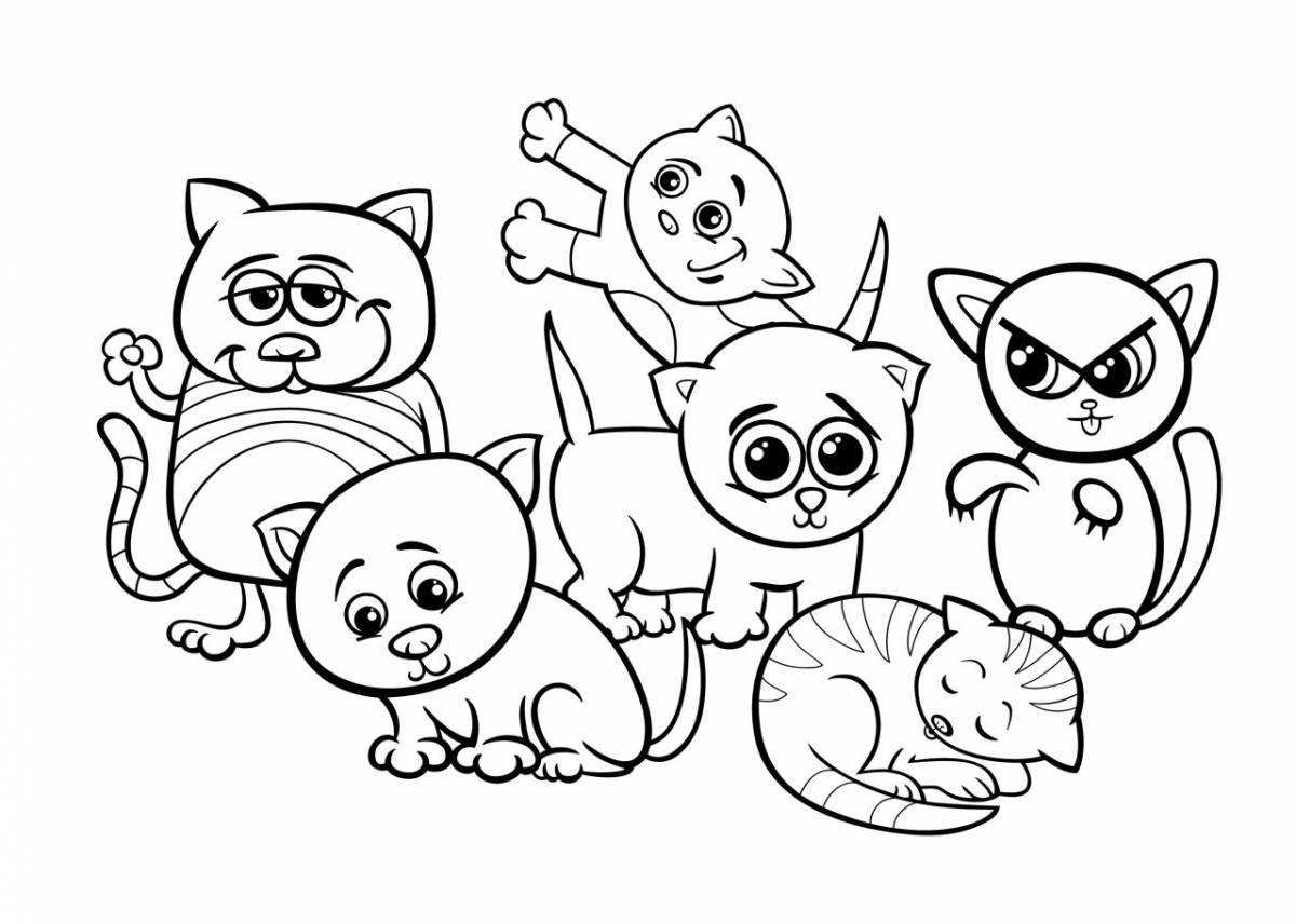 Coloring book little playful cats