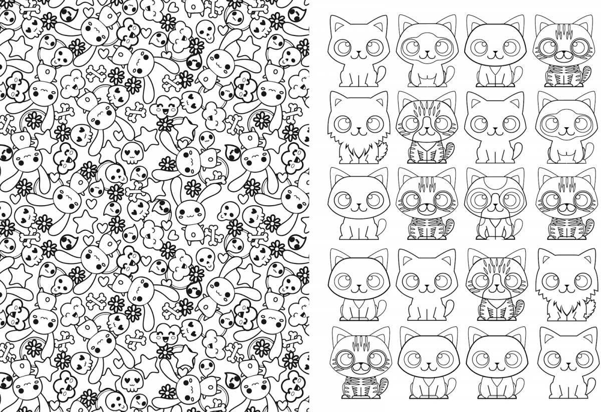 Coloring page happy little cats