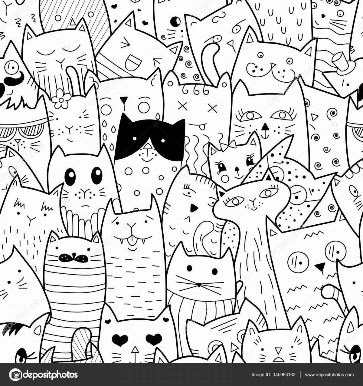 Fancy little cats coloring book