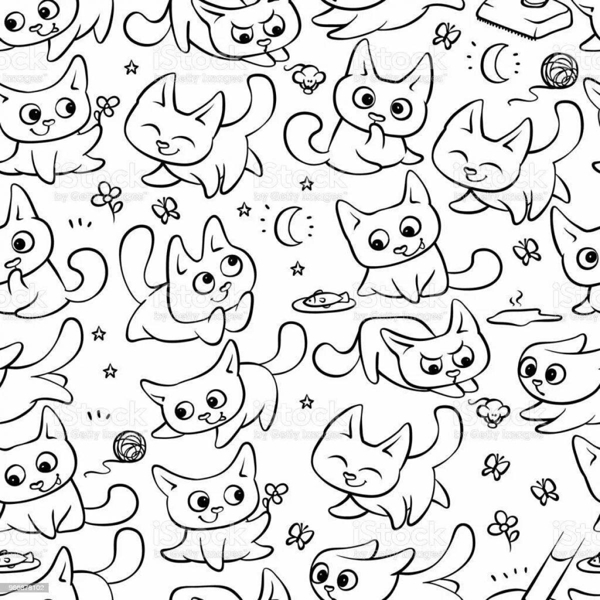 Восхитительные маленькие кошки раскраски