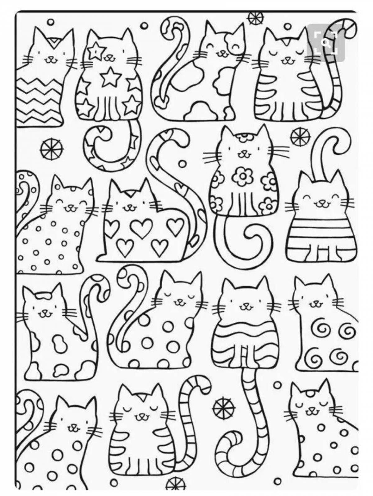 Веселая раскраска «маленькие кошки»