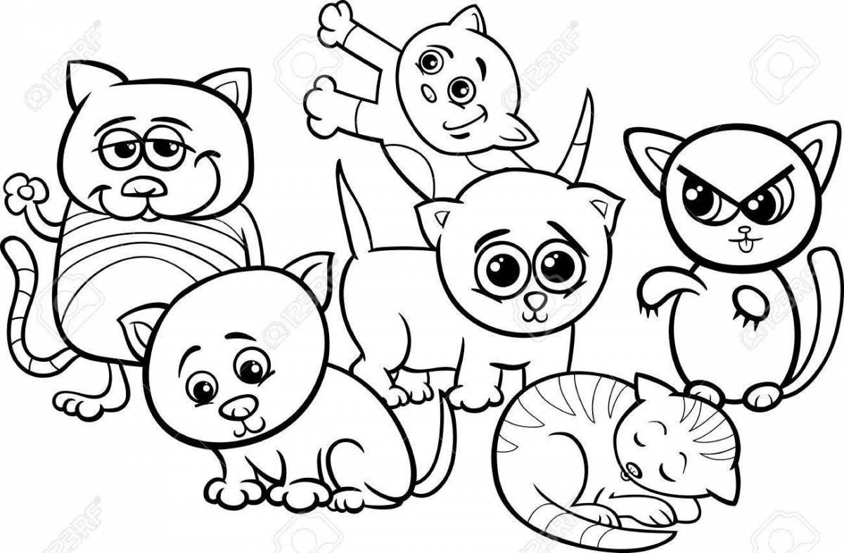 Violent little cats coloring page