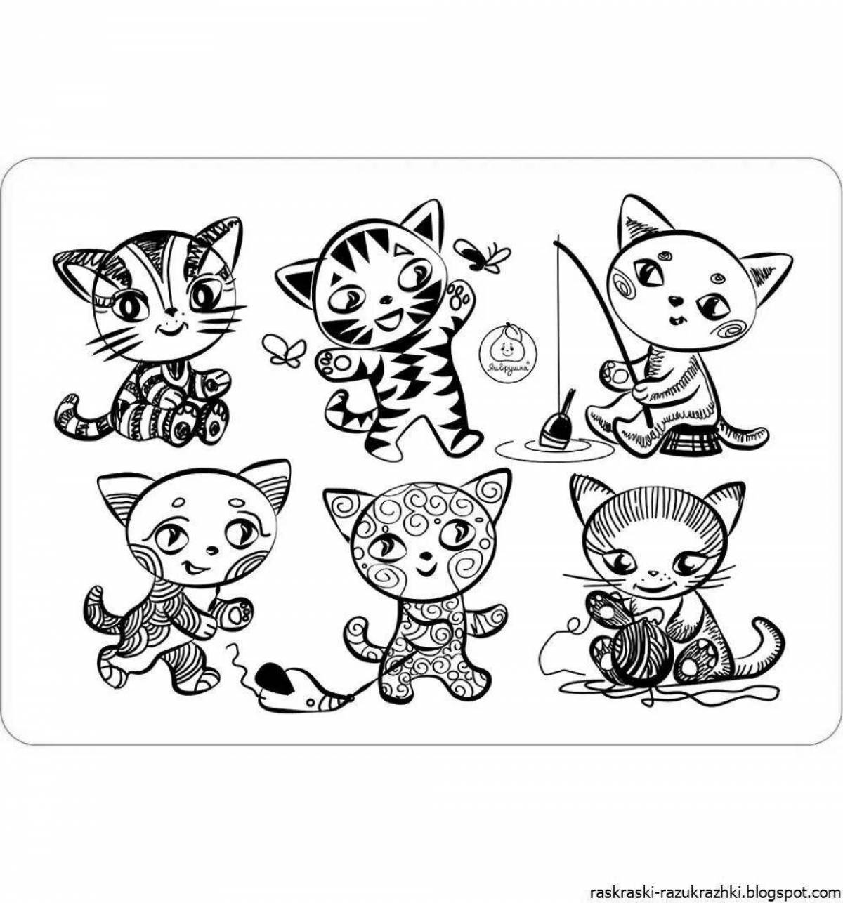 Coloring funny little cats