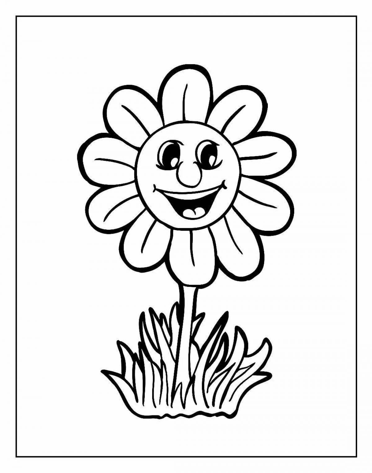 Smiling flower coloring book