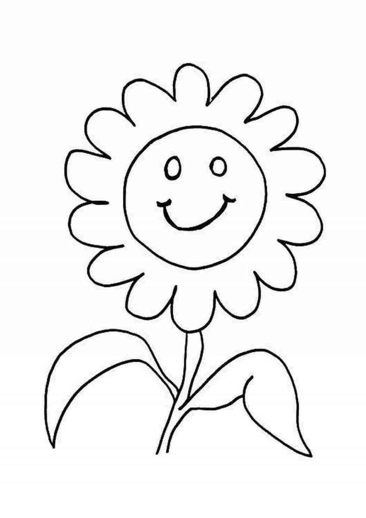 Happy flower coloring page