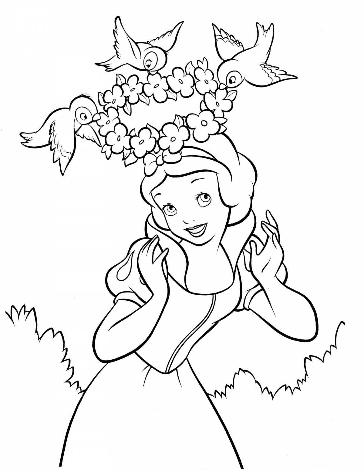Photo Joyful snow white coloring for girls