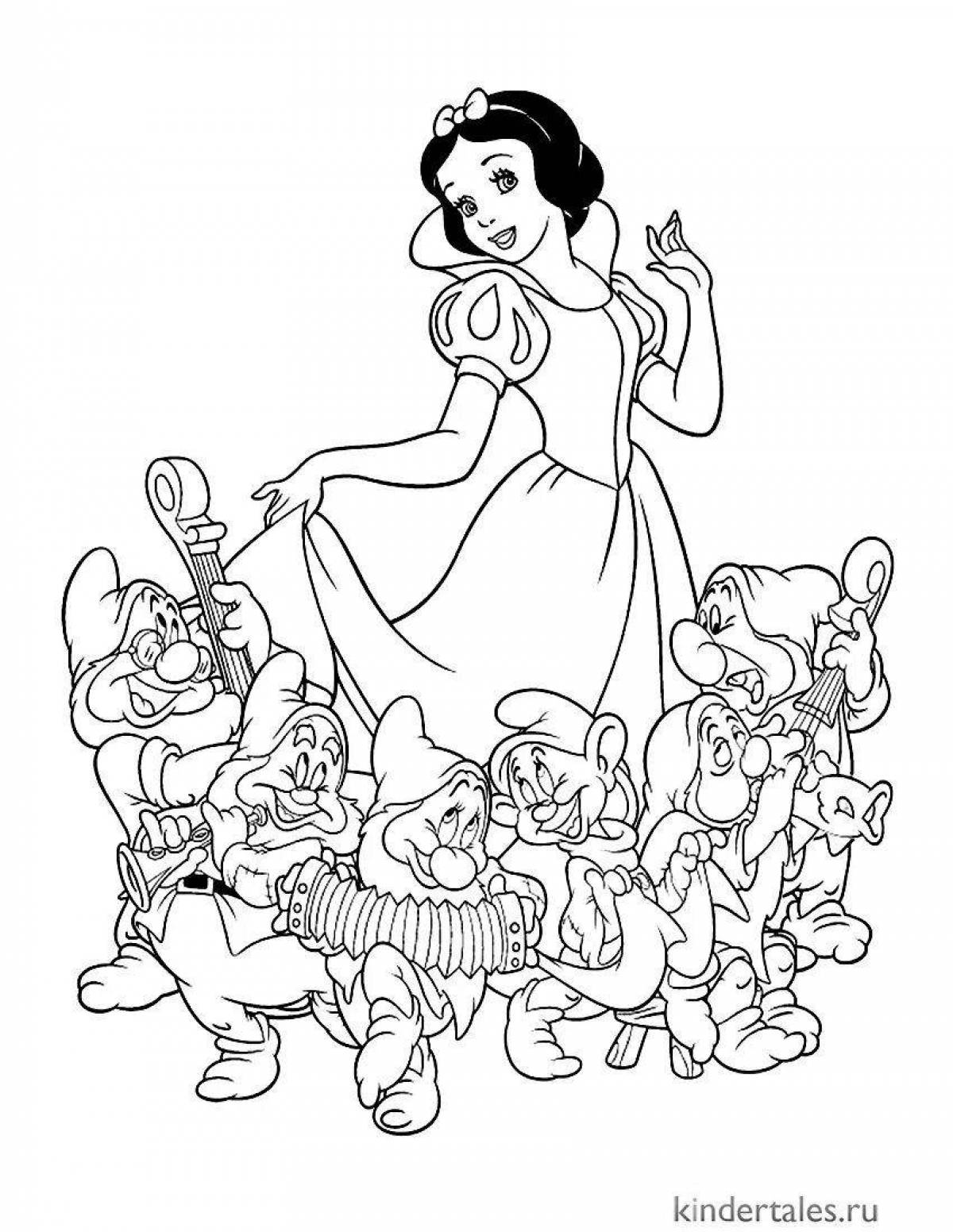 Cute snow white coloring book for girls