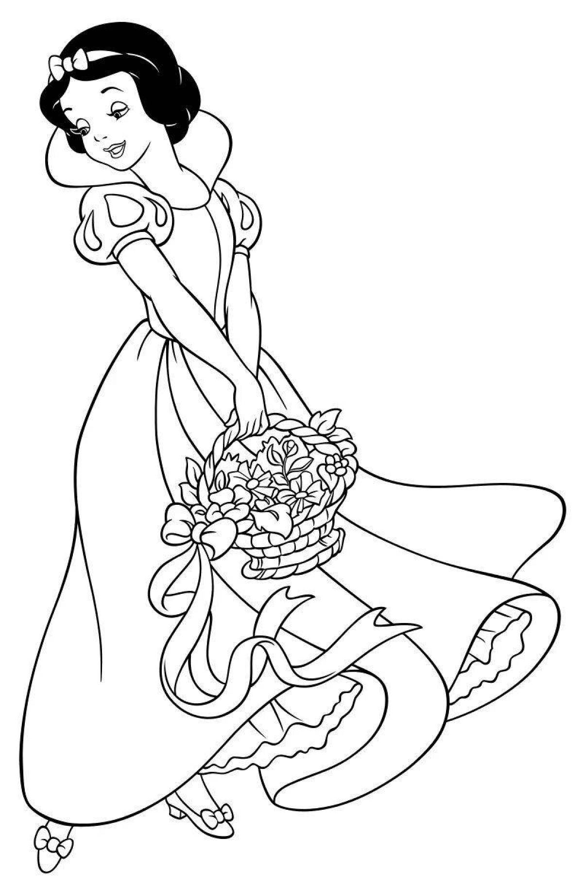 Colourful snow white coloring book for girls