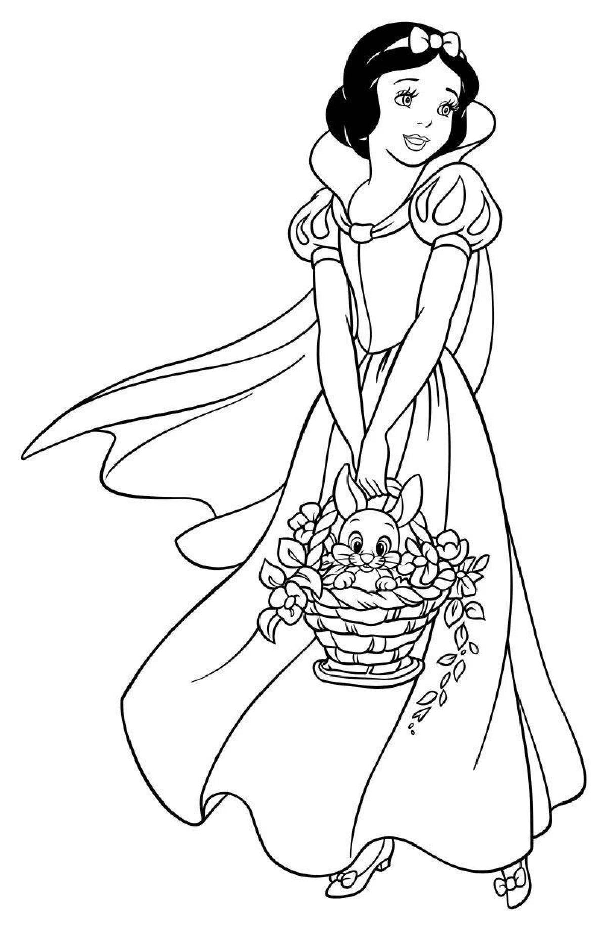 Whimsical snow white coloring for girls