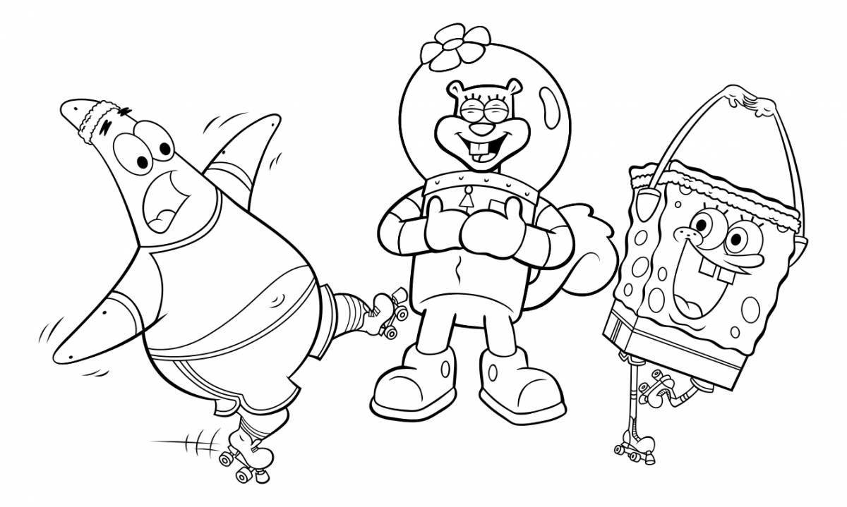 Bright coloring spongebob heroes