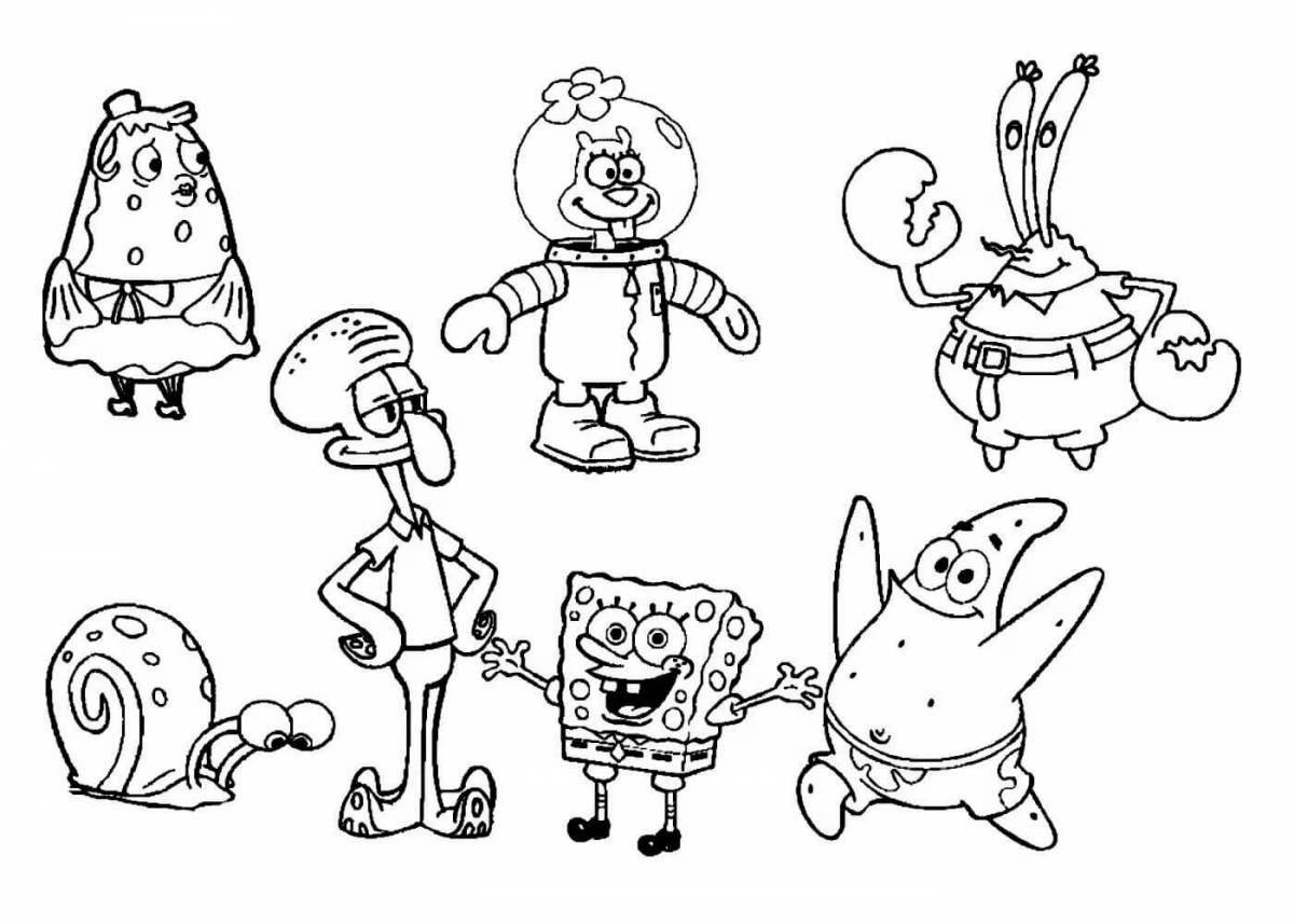 Sparkly coloring pages spongebob heroes