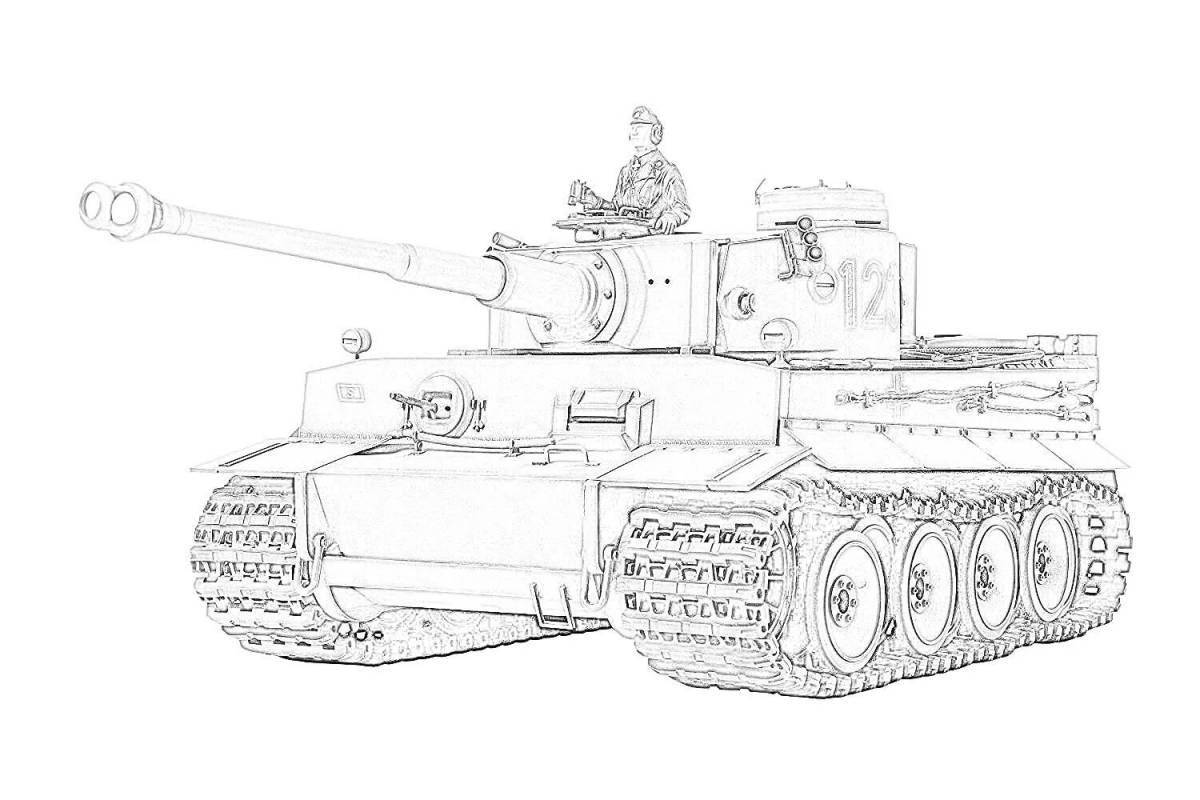 Яркая раскраска танк тигр 2