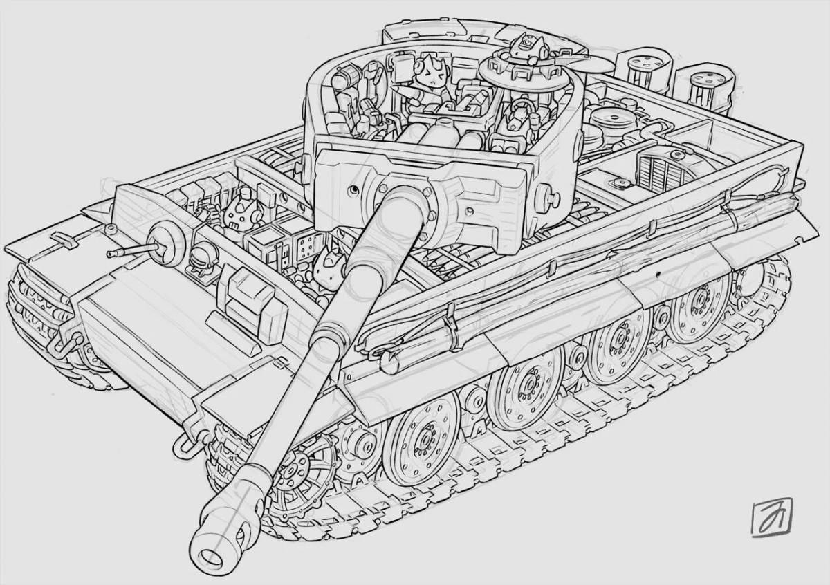 Изысканная раскраска танк тигр 2