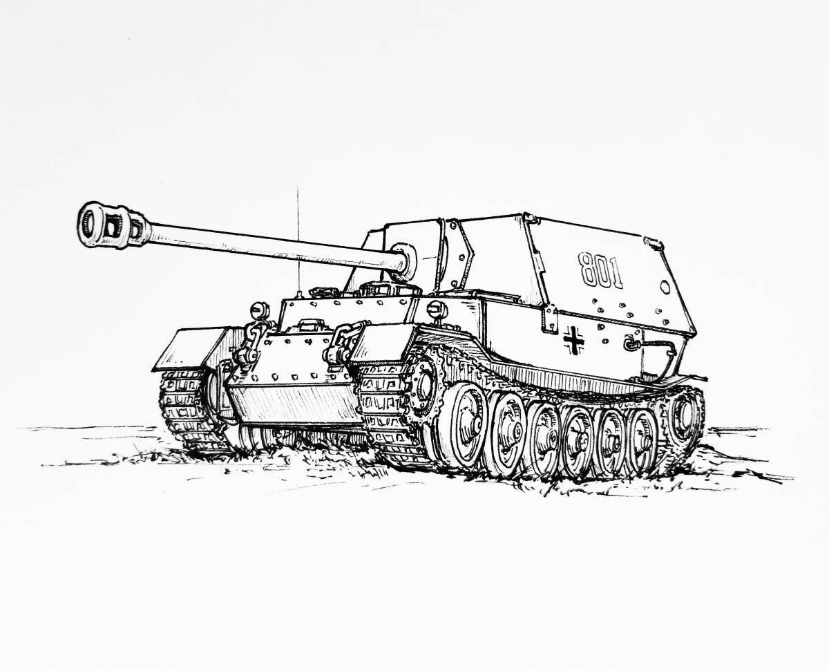 Буйная раскраска танк тигр 2