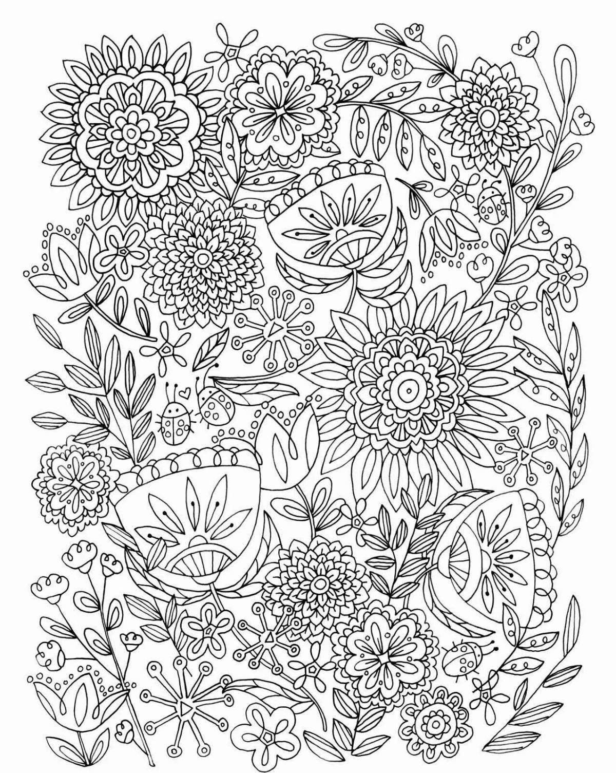 Blissful coloring flower mood relax