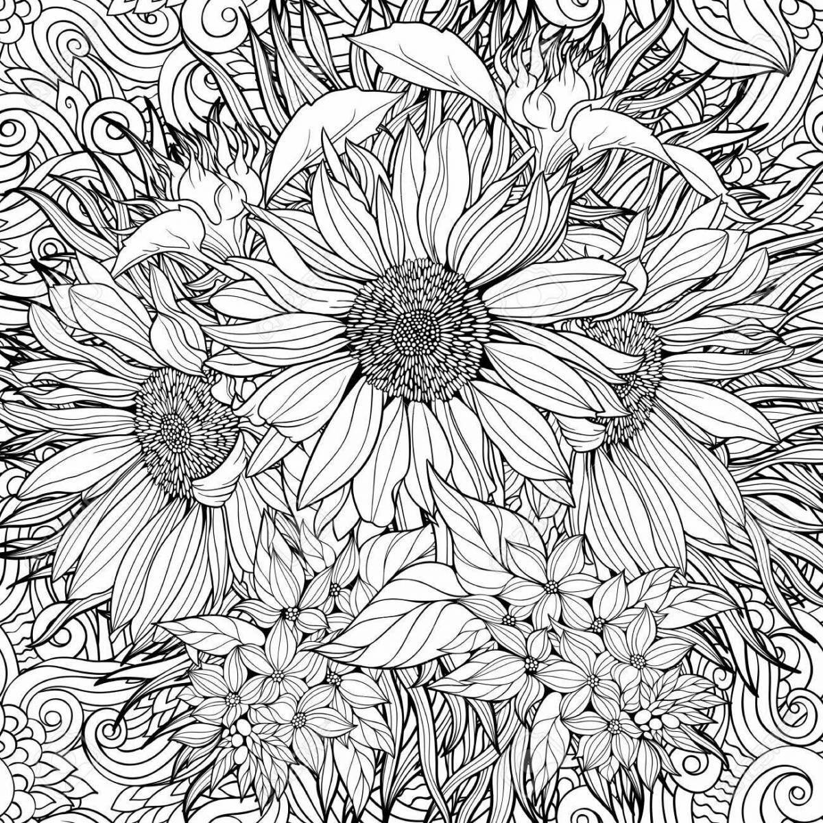 Бодрящая раскраска «цветок, настроение, релакс»
