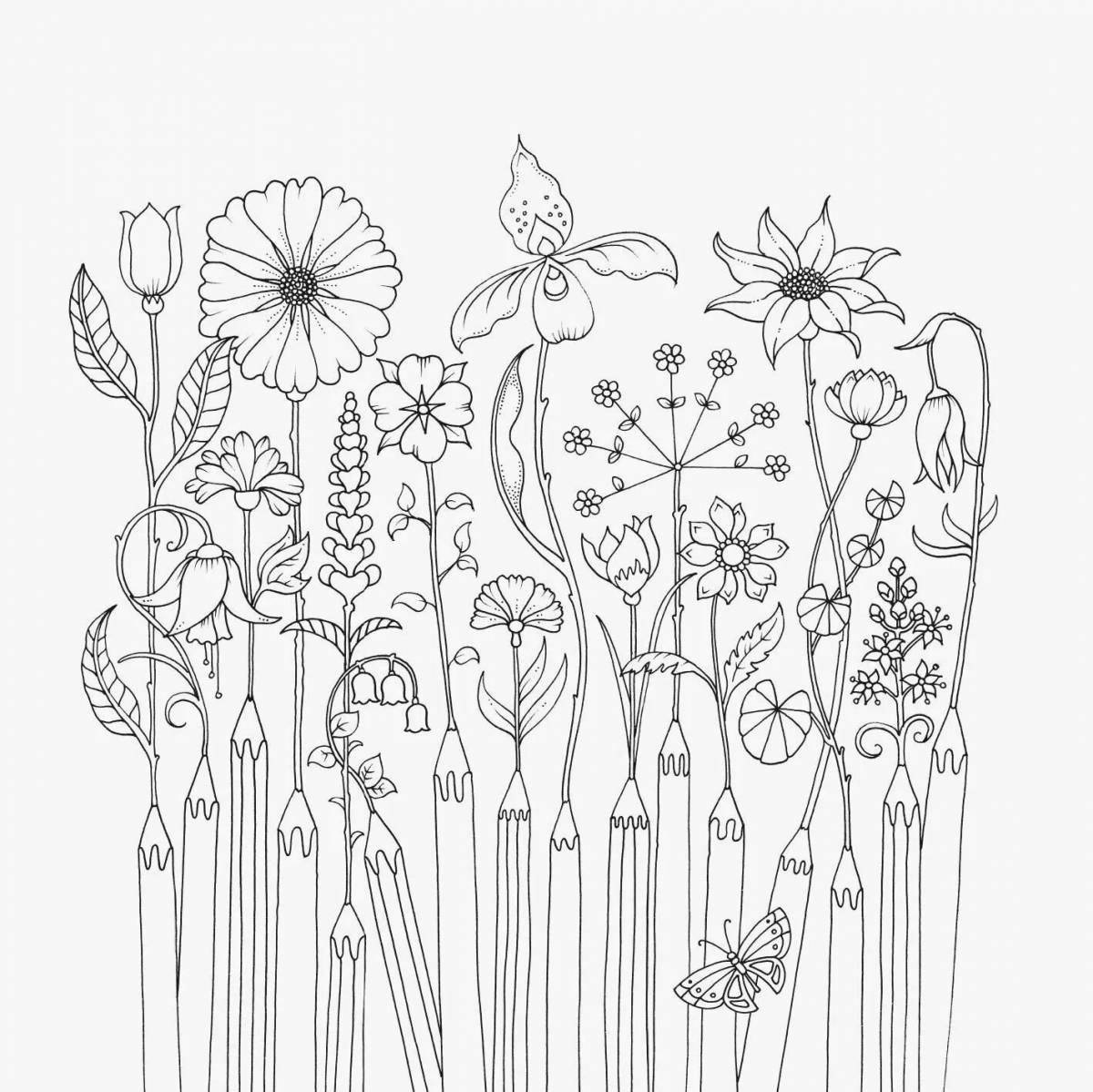 Inspiring coloring book flower mood relax