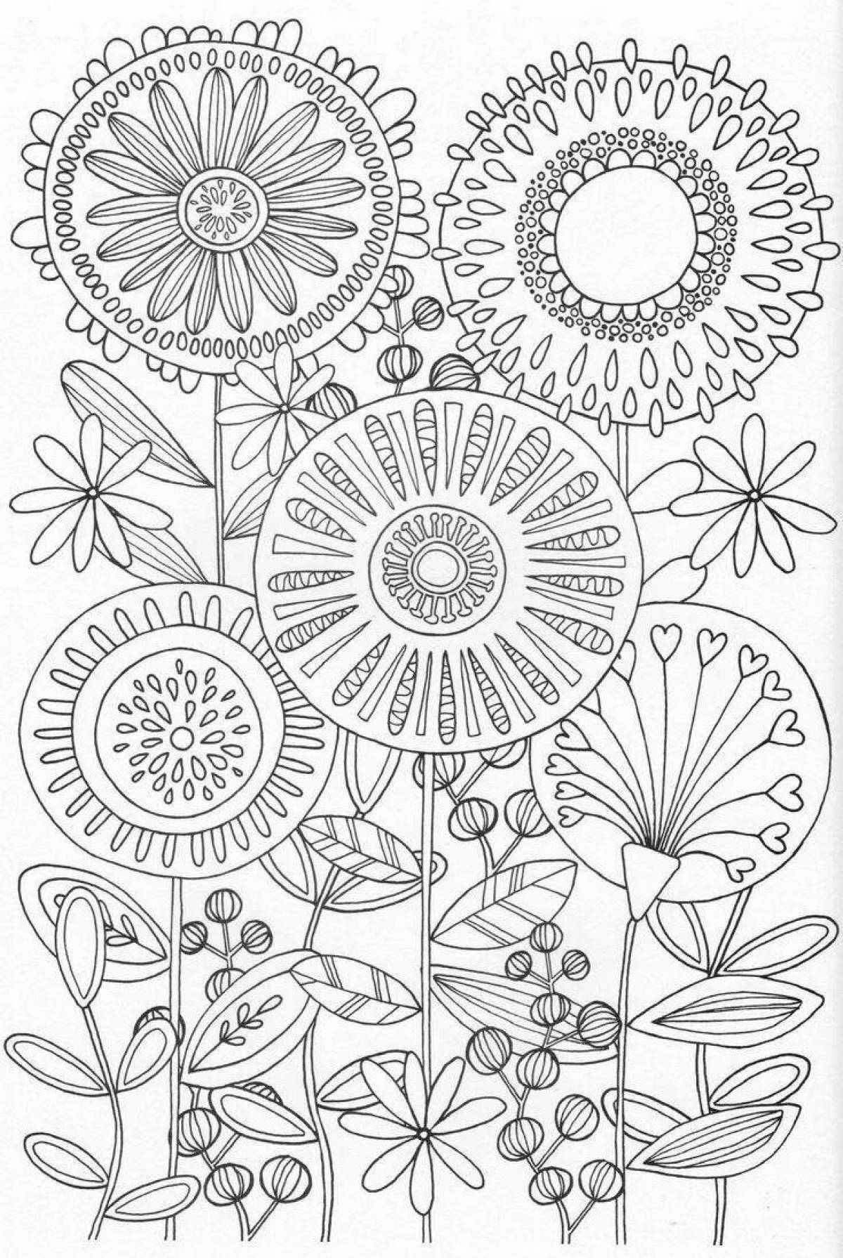 Раскраска grand coloring page цветочное настроение relax