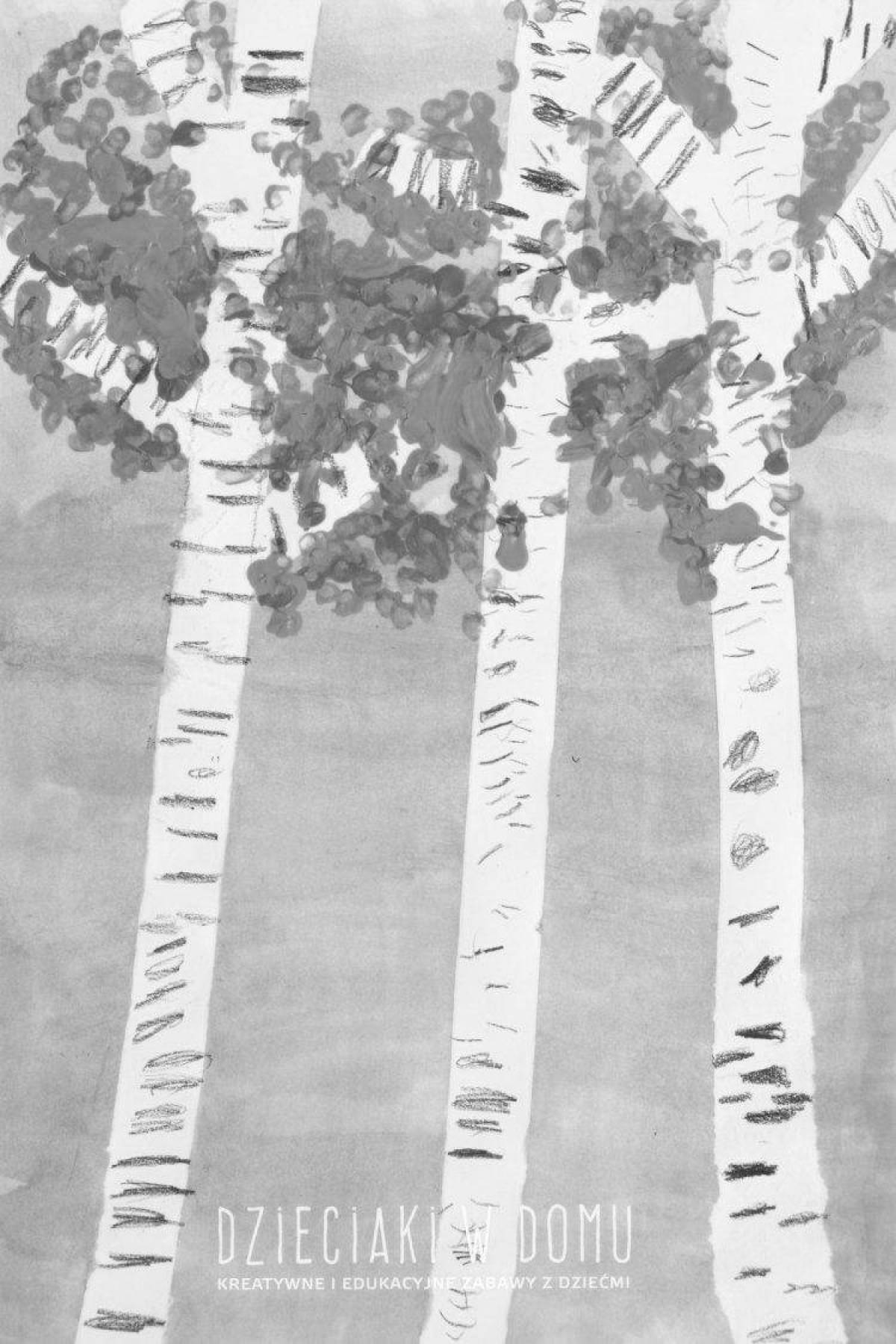 Ornate coloring page birch symbol of Russia