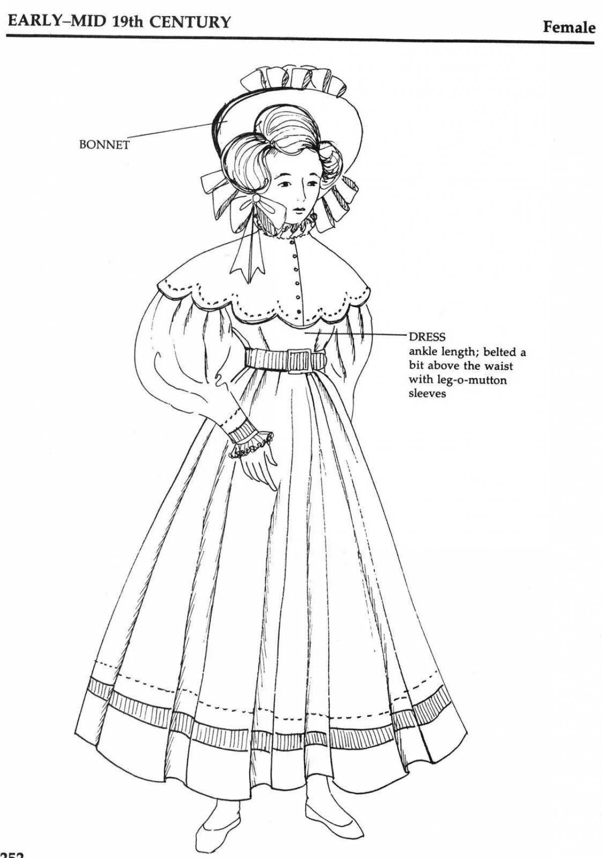 Coloring page magnificent 18th century costume