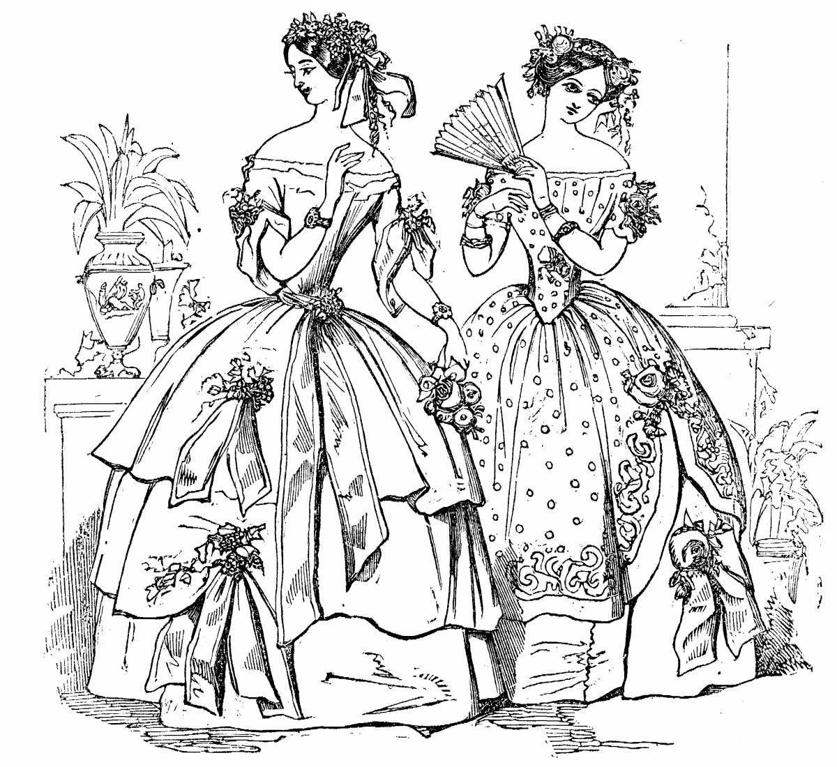 Coloring page elegant 18th century costume