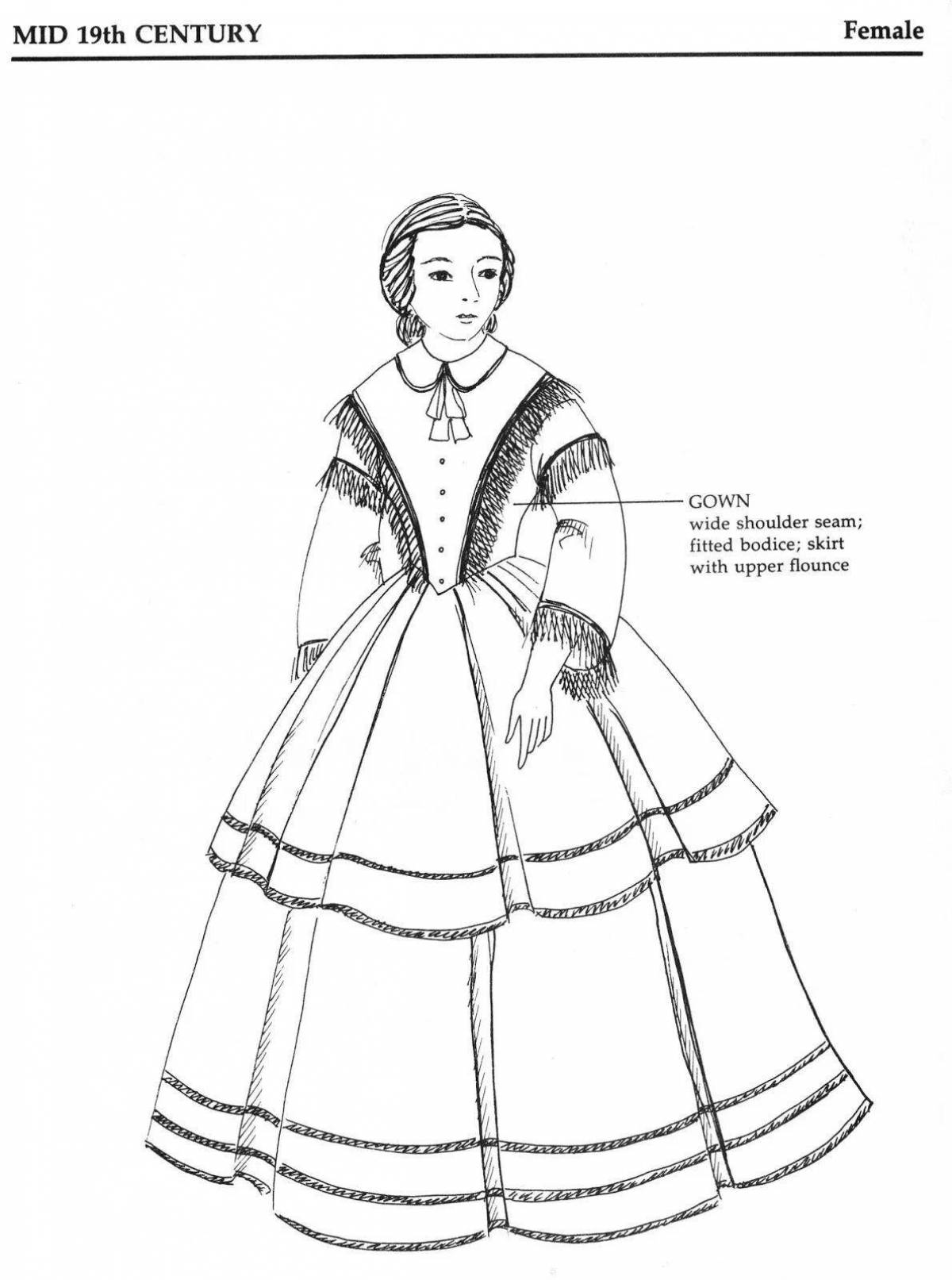 Замысловатый костюм 18 века раскраска